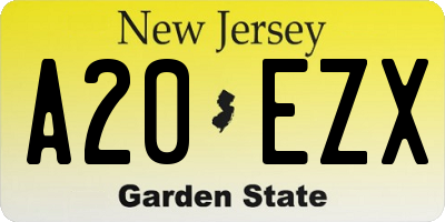 NJ license plate A20EZX