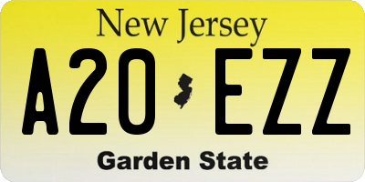 NJ license plate A20EZZ