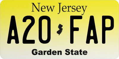 NJ license plate A20FAP