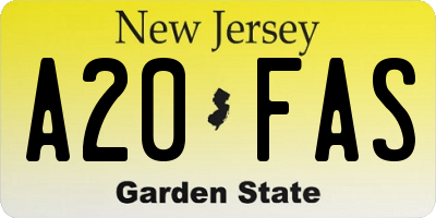 NJ license plate A20FAS