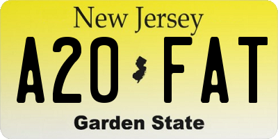 NJ license plate A20FAT