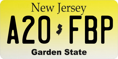 NJ license plate A20FBP