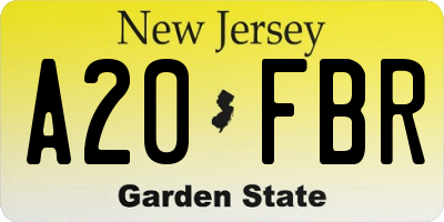 NJ license plate A20FBR