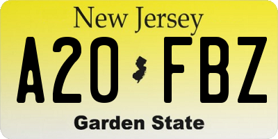 NJ license plate A20FBZ