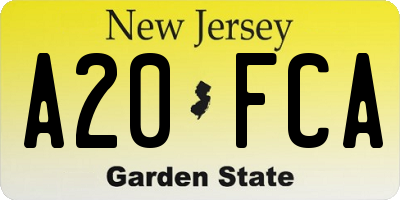 NJ license plate A20FCA