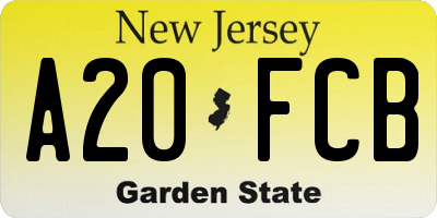 NJ license plate A20FCB