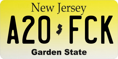 NJ license plate A20FCK