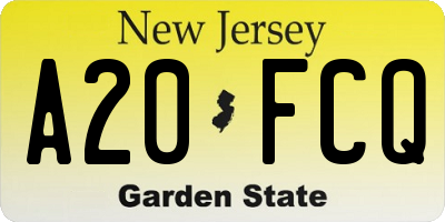 NJ license plate A20FCQ