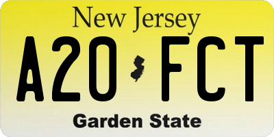 NJ license plate A20FCT