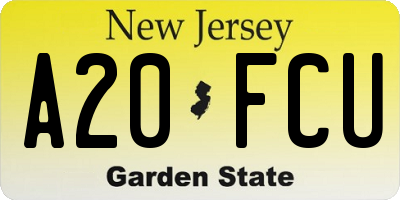 NJ license plate A20FCU