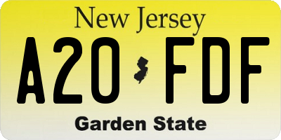 NJ license plate A20FDF