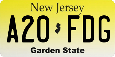NJ license plate A20FDG