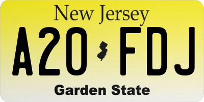 NJ license plate A20FDJ