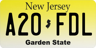 NJ license plate A20FDL