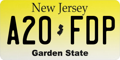 NJ license plate A20FDP