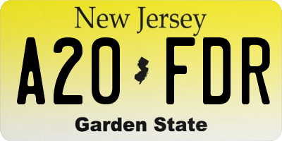 NJ license plate A20FDR