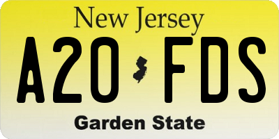 NJ license plate A20FDS