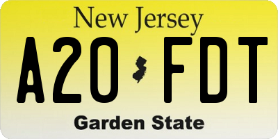 NJ license plate A20FDT