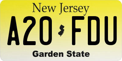 NJ license plate A20FDU