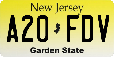 NJ license plate A20FDV