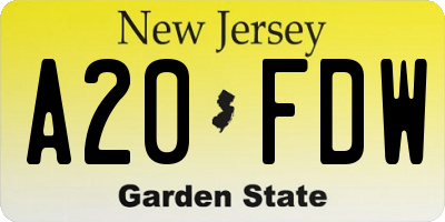 NJ license plate A20FDW