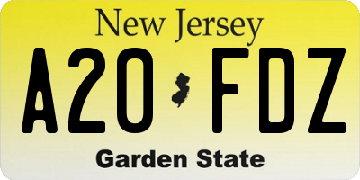 NJ license plate A20FDZ