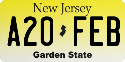 NJ license plate A20FEB