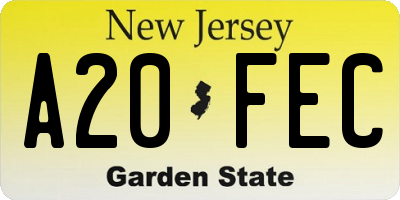 NJ license plate A20FEC