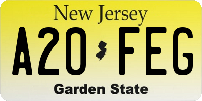 NJ license plate A20FEG