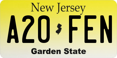 NJ license plate A20FEN