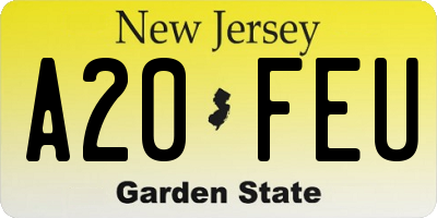 NJ license plate A20FEU