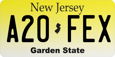 NJ license plate A20FEX