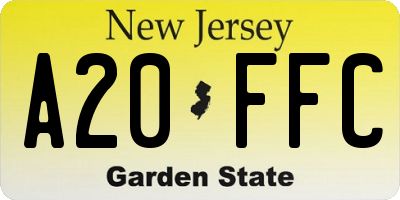 NJ license plate A20FFC