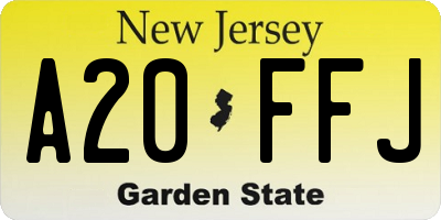 NJ license plate A20FFJ