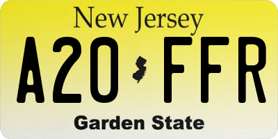NJ license plate A20FFR