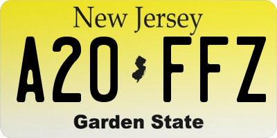 NJ license plate A20FFZ