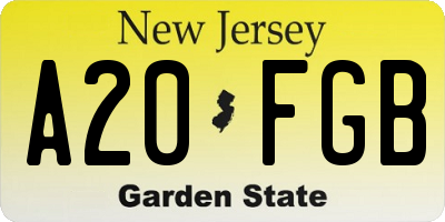 NJ license plate A20FGB