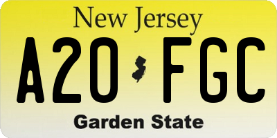 NJ license plate A20FGC