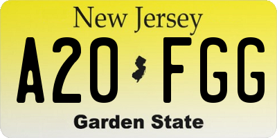 NJ license plate A20FGG
