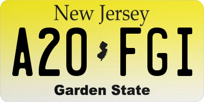 NJ license plate A20FGI