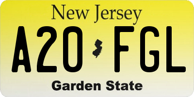 NJ license plate A20FGL