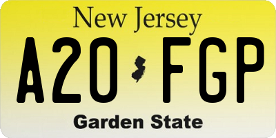 NJ license plate A20FGP