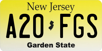 NJ license plate A20FGS