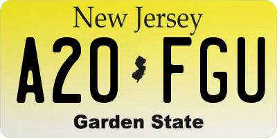 NJ license plate A20FGU