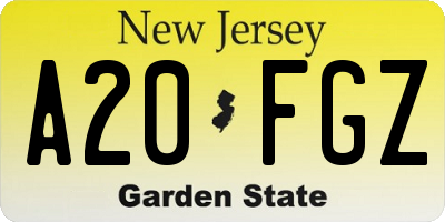 NJ license plate A20FGZ