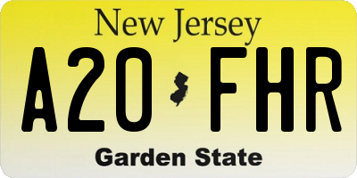 NJ license plate A20FHR