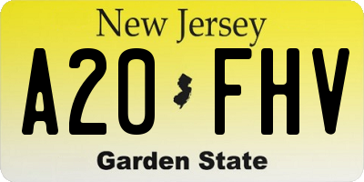 NJ license plate A20FHV