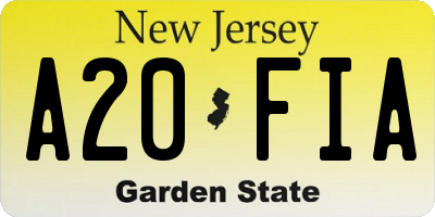 NJ license plate A20FIA