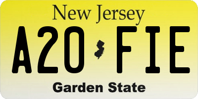 NJ license plate A20FIE