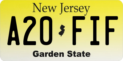 NJ license plate A20FIF